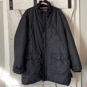 Excelled Black Long Quilted Puffer Coat